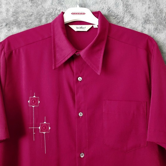 DaVinci Other - Vintage Da Vinci California Large 70s Disco Maroon Shirt Short Sleeve Made USA